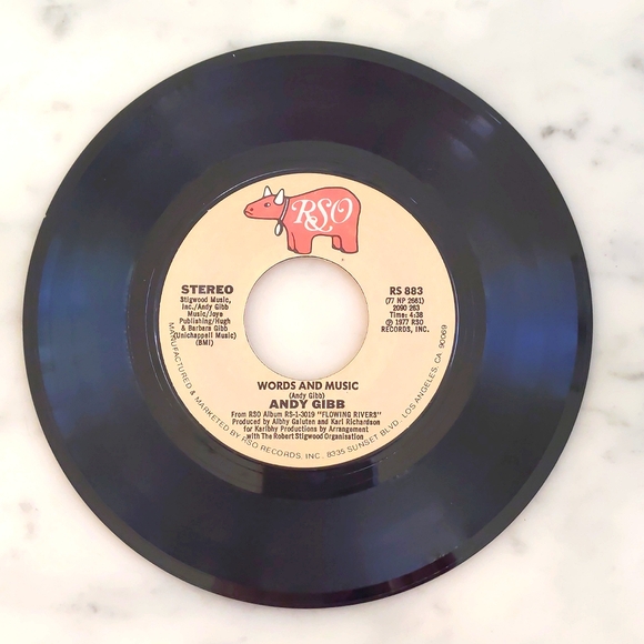 Vintage 1977 Andy Gibb: Words And Music and (Love Is) Thicker than Water. - Picture 1 of 2